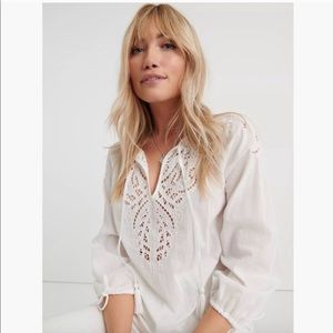 LUCKY BRAND NWT Vivienne Eyelet Cut Out Top XS